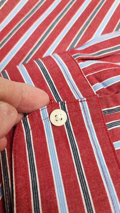 Vintage Chaps Striped Long Sleeve Shirt Red Blue Men's Size XXL Oversized