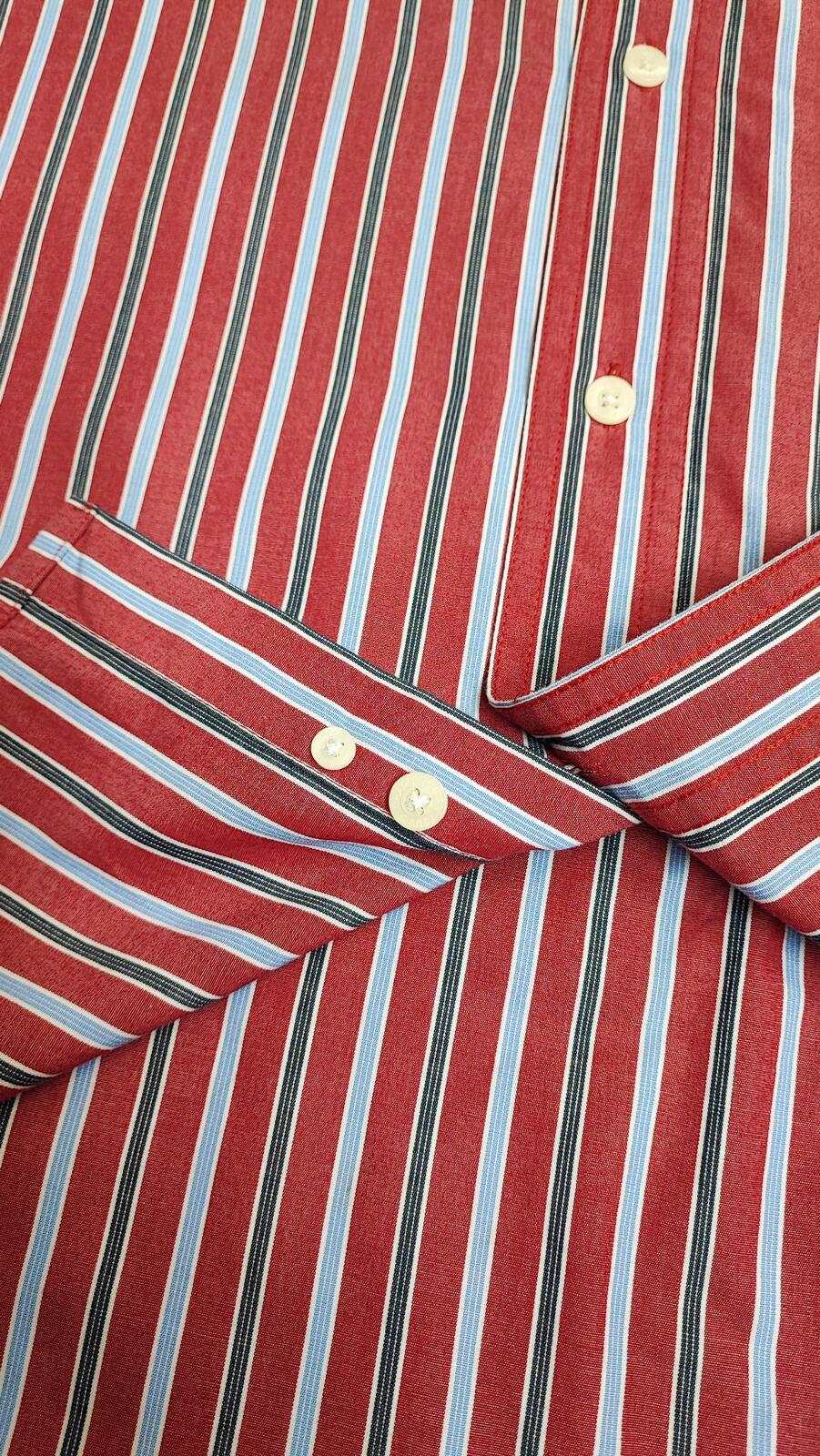 Vintage Chaps Striped Long Sleeve Shirt Red Blue Men's Size XXL Oversized
