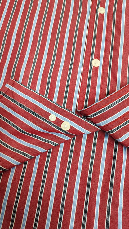 Vintage Chaps Striped Long Sleeve Shirt Red Blue Men's Size XXL Oversized
