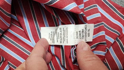 Vintage Chaps Striped Long Sleeve Shirt Red Blue Men's Size XXL Oversized