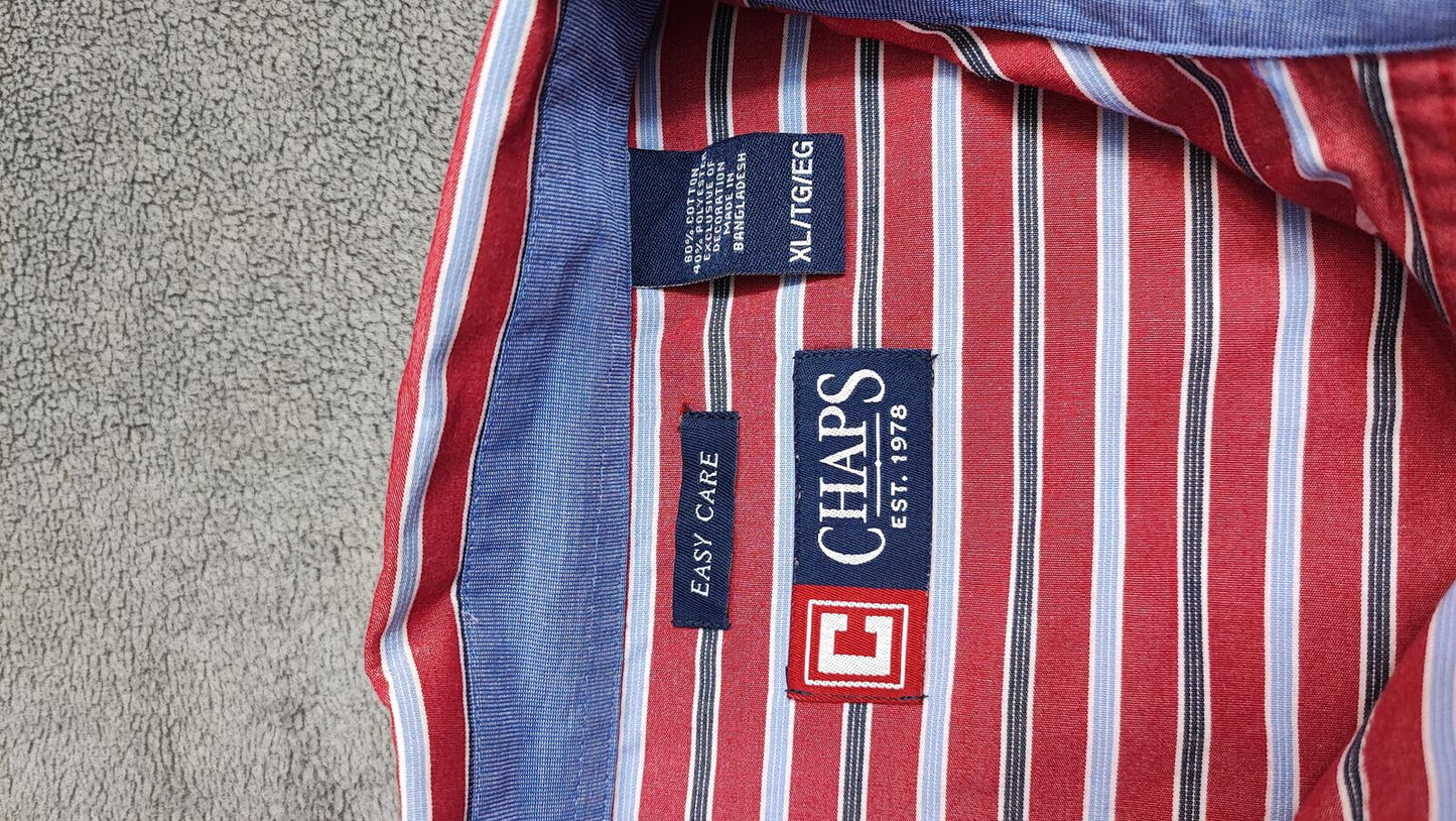 Vintage Chaps Striped Long Sleeve Shirt Red Blue Men's Size XXL Oversized
