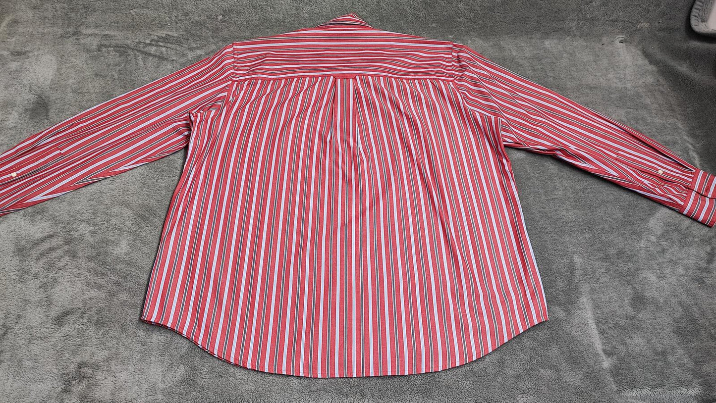 Vintage Chaps Striped Long Sleeve Shirt Red Blue Men's Size XXL Oversized