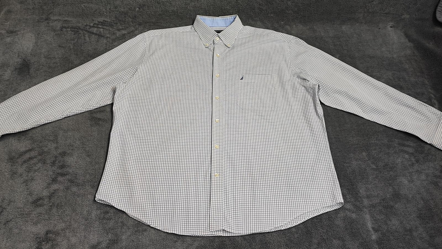 Vintage Nautica Checked Long Sleeve Sailboat Plaid Casual Shirt Men's Size XXL
