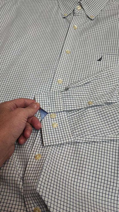Vintage Nautica Checked Long Sleeve Sailboat Plaid Casual Shirt Men's Size XXL