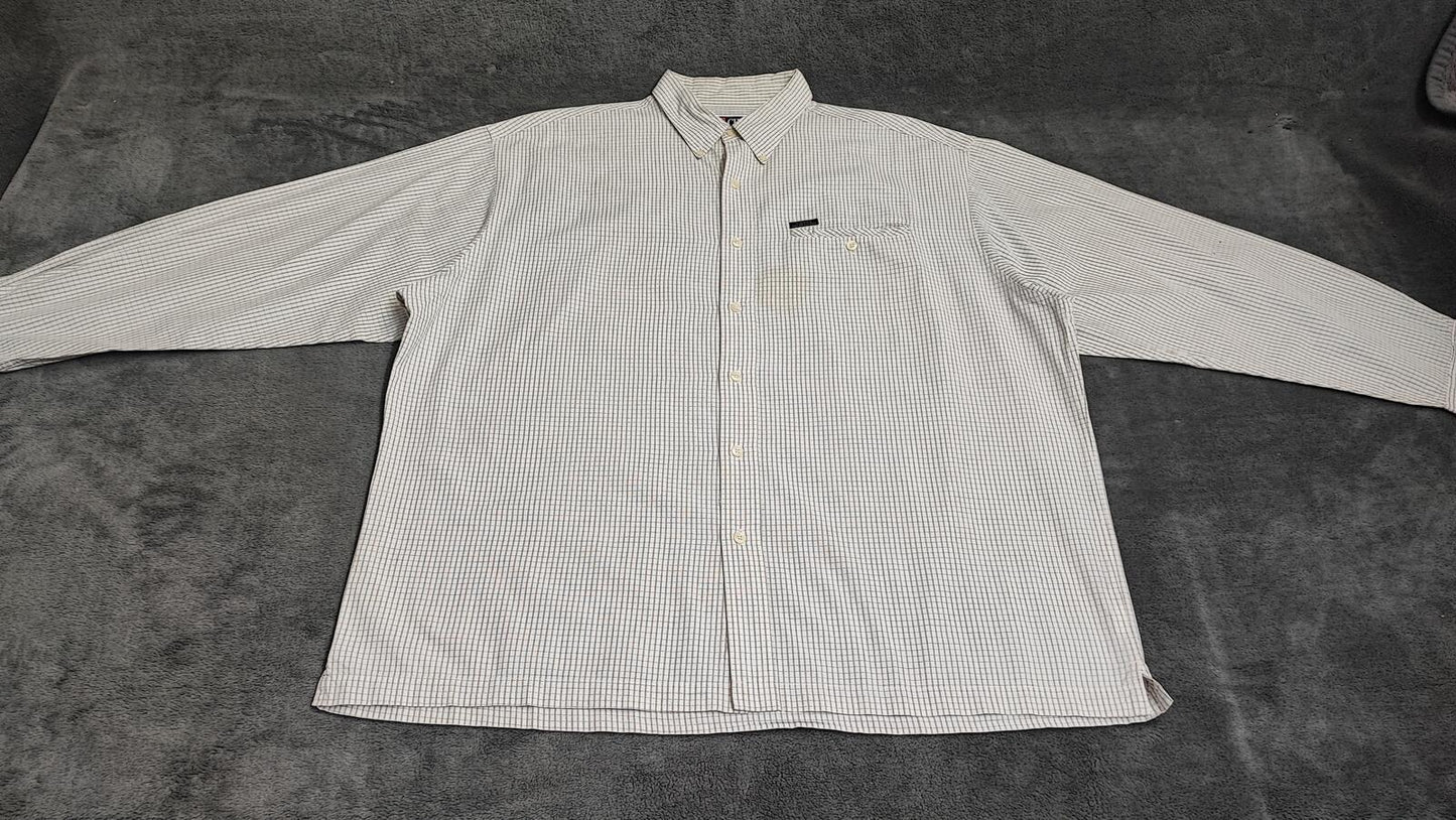Vintage Chaps Ralph Lauren Grid Check Long Sleeve Shirt Cream Men XXL