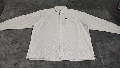 Vintage Chaps Ralph Lauren Grid Check Long Sleeve Shirt Cream Men XXL