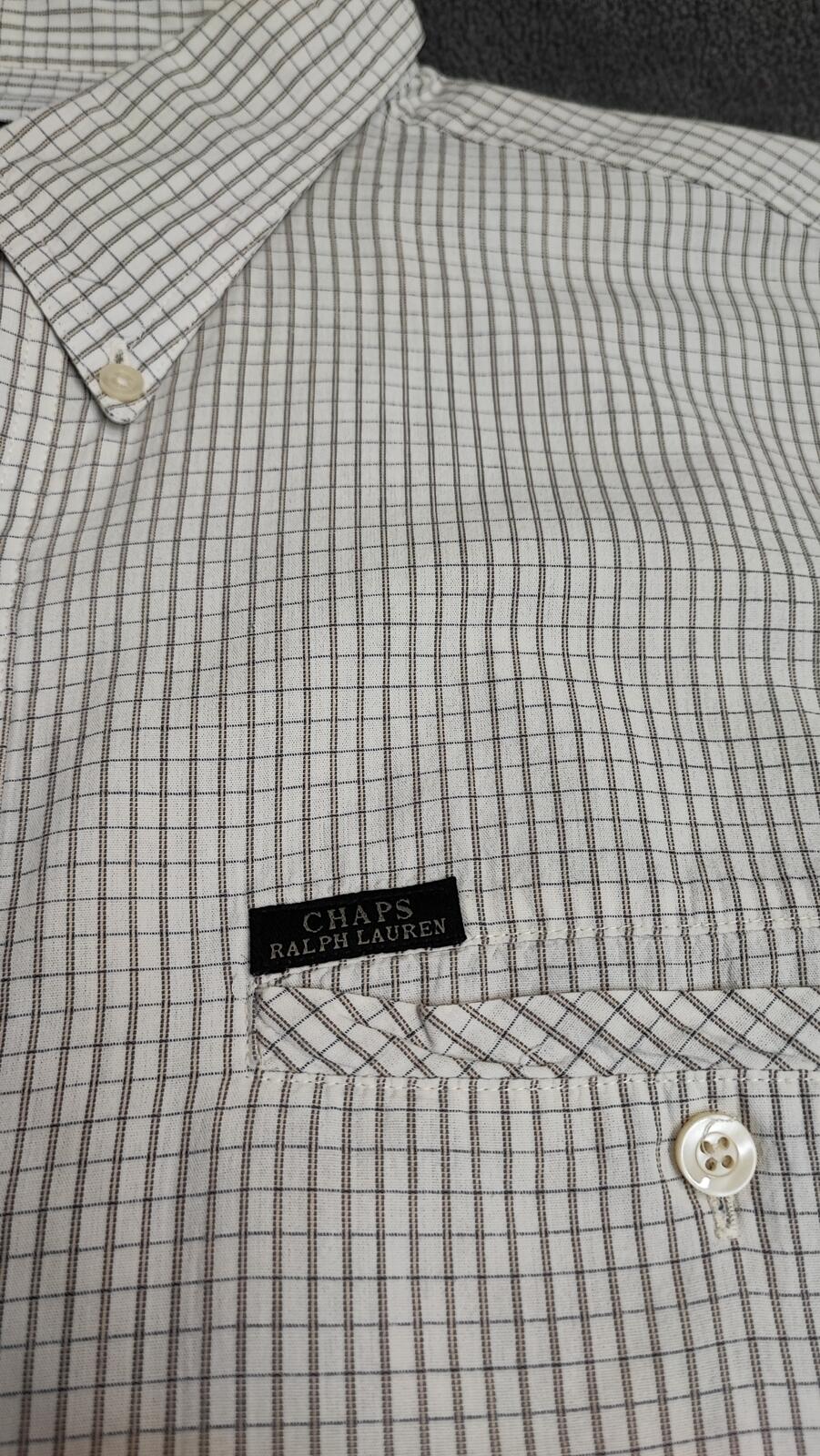 Vintage Chaps Ralph Lauren Grid Check Long Sleeve Shirt Cream Men XXL