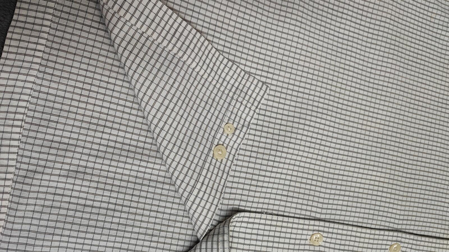 Vintage Chaps Ralph Lauren Grid Check Long Sleeve Shirt Cream Men XXL