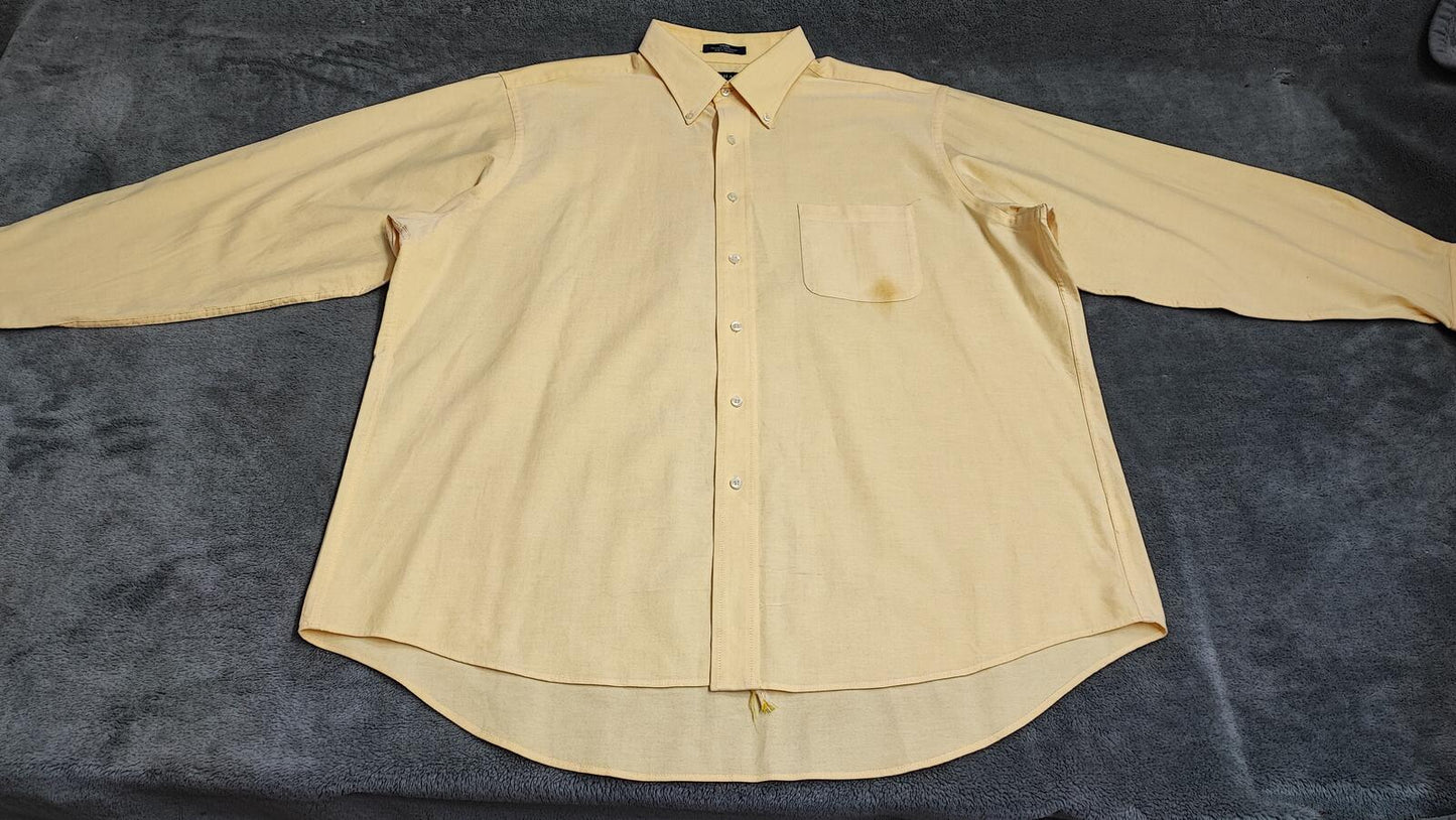 Vintage Chaps Plain Long Sleeve Button Down Shirt Pale Yellow Men Size XXL