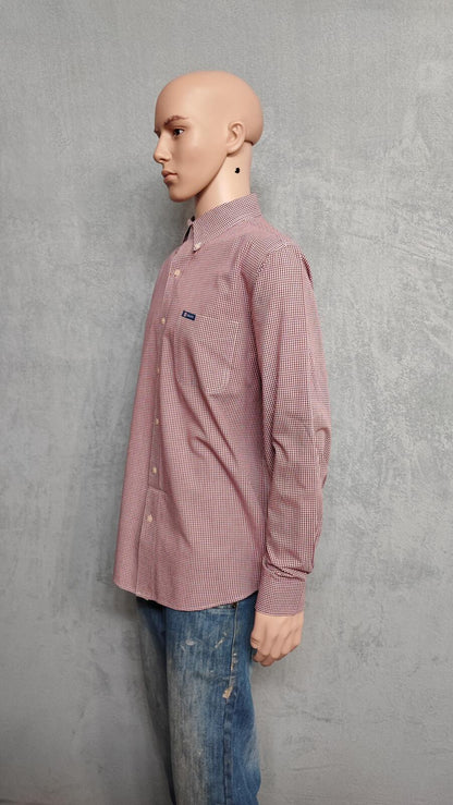 Vintage Chaps Checked Long Sleeve Shirt Red White Men's Size XXL Oversized