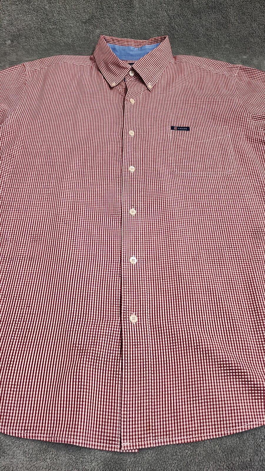 Vintage Chaps Checked Long Sleeve Shirt Red White Men's Size XXL Oversized