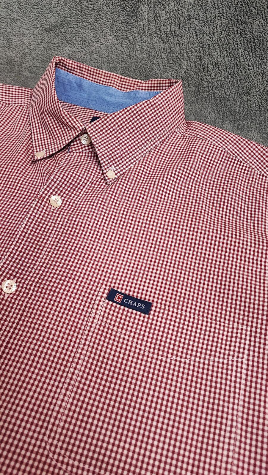 Vintage Chaps Checked Long Sleeve Shirt Red White Men's Size XXL Oversized