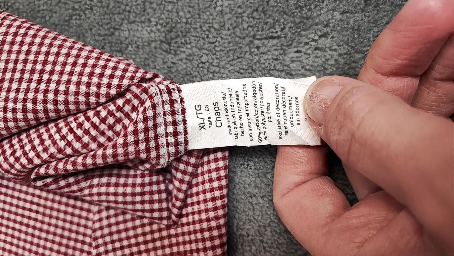 Vintage Chaps Checked Long Sleeve Shirt Red White Men's Size XXL Oversized