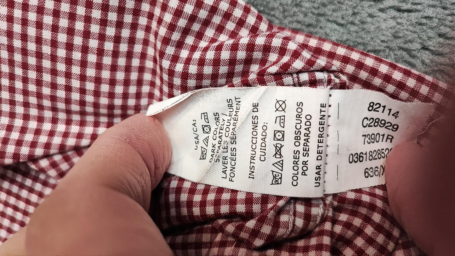 Vintage Chaps Checked Long Sleeve Shirt Red White Men's Size XXL Oversized