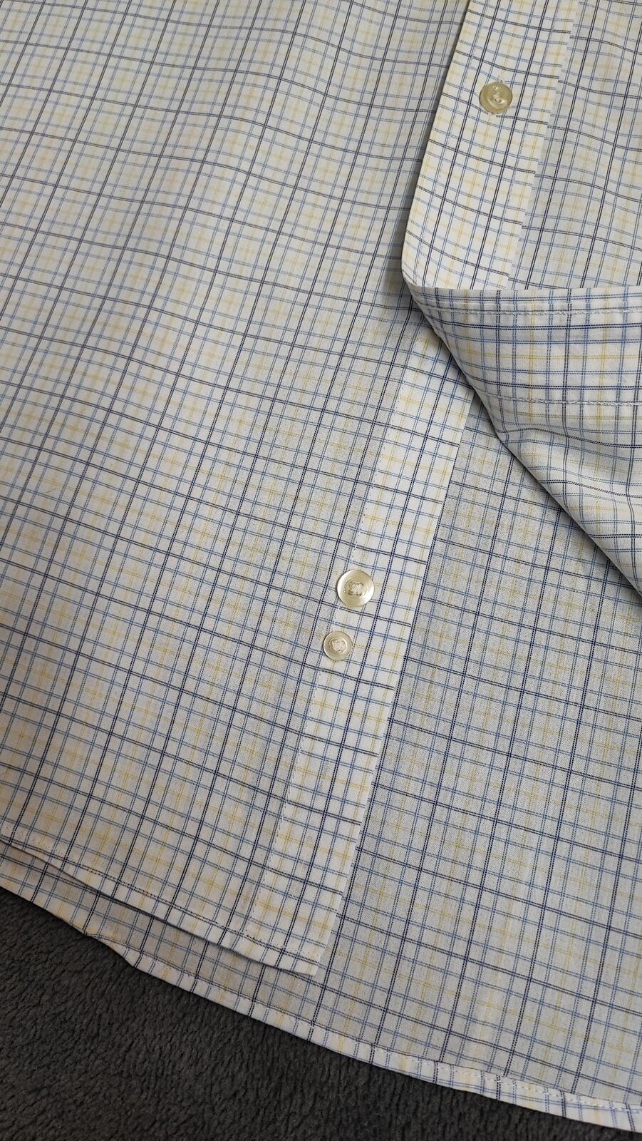 Vintage Chaps Checked Long Sleeve Easy Care Preppy Shirt White Men Size Large