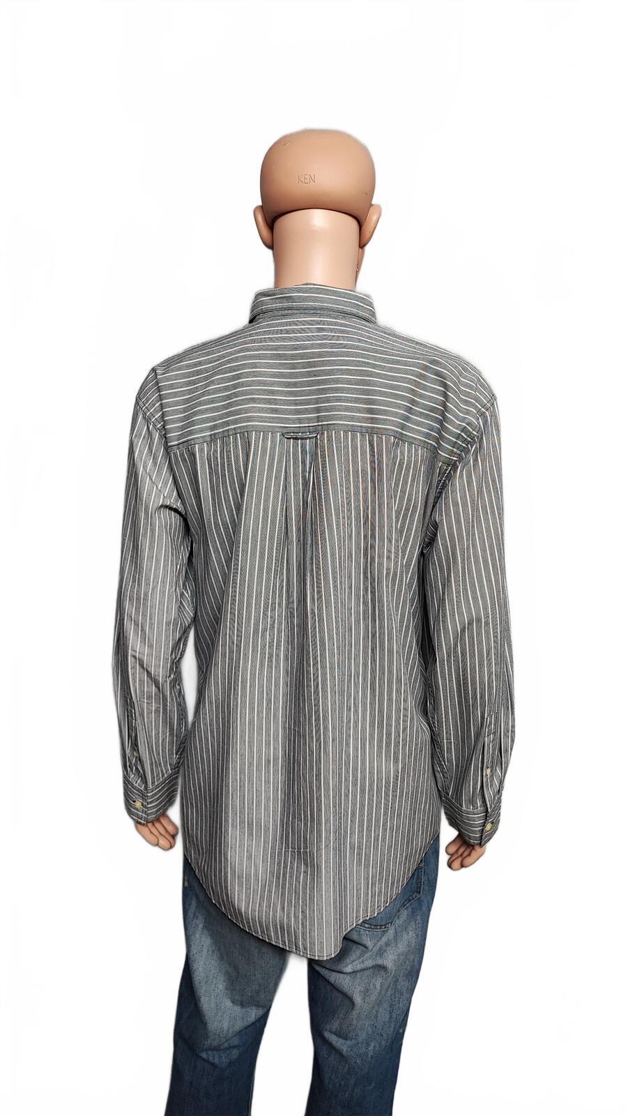Vintage Chaps Striped Long Sleeve Shirt Grey Navy Men's Size XXL Big & Tall