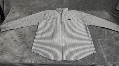 Vintage Chaps Striped Long Sleeve Shirt Grey Navy Men's Size XXL Big & Tall