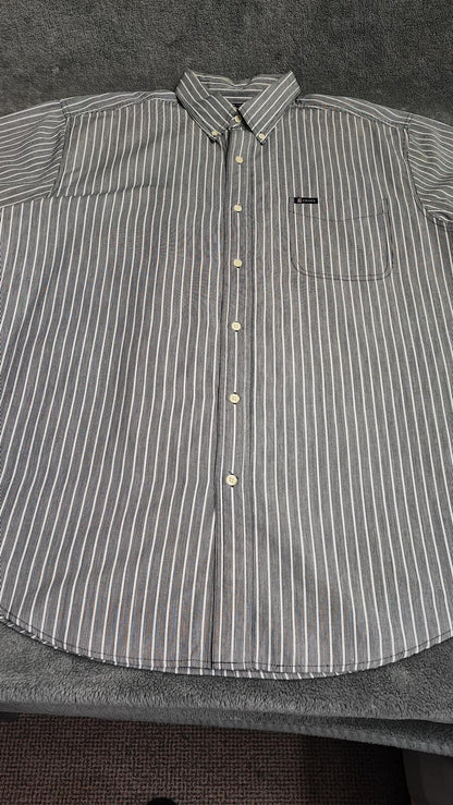 Vintage Chaps Striped Long Sleeve Shirt Grey Navy Men's Size XXL Big & Tall