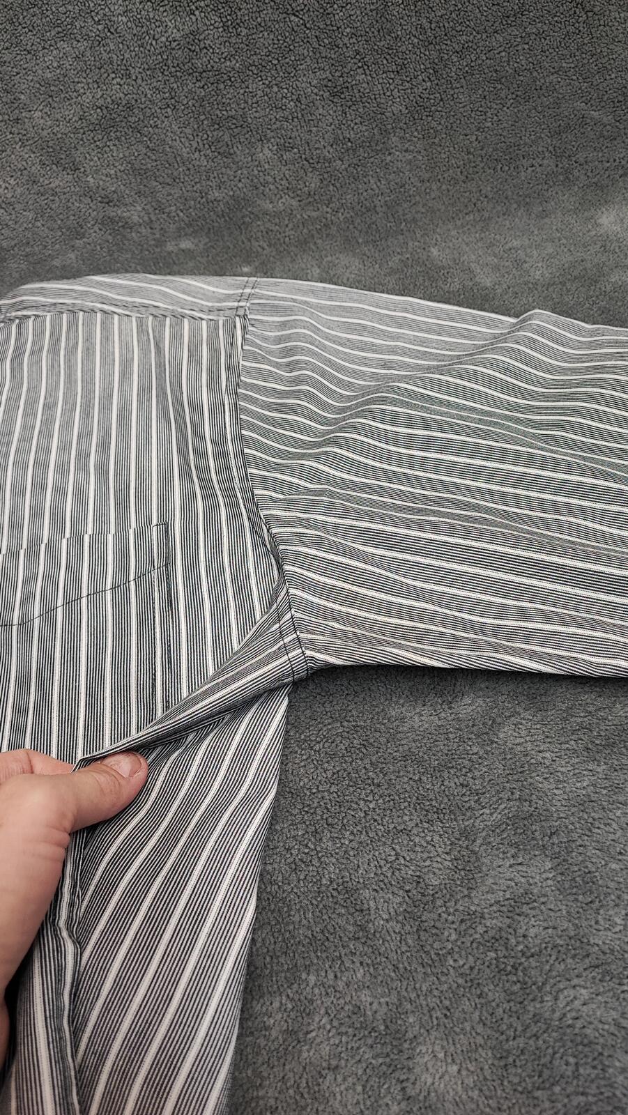 Vintage Chaps Striped Long Sleeve Shirt Grey Navy Men's Size XXL Big & Tall