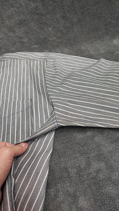 Vintage Chaps Striped Long Sleeve Shirt Grey Navy Men's Size XXL Big & Tall