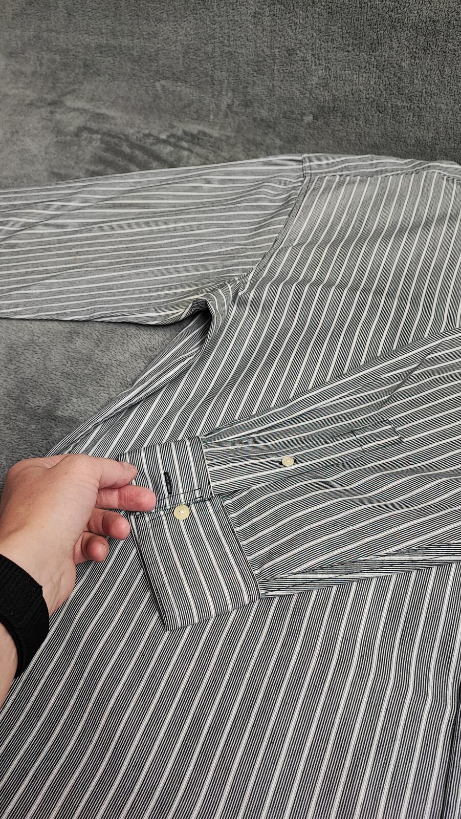 Vintage Chaps Striped Long Sleeve Shirt Grey Navy Men's Size XXL Big & Tall