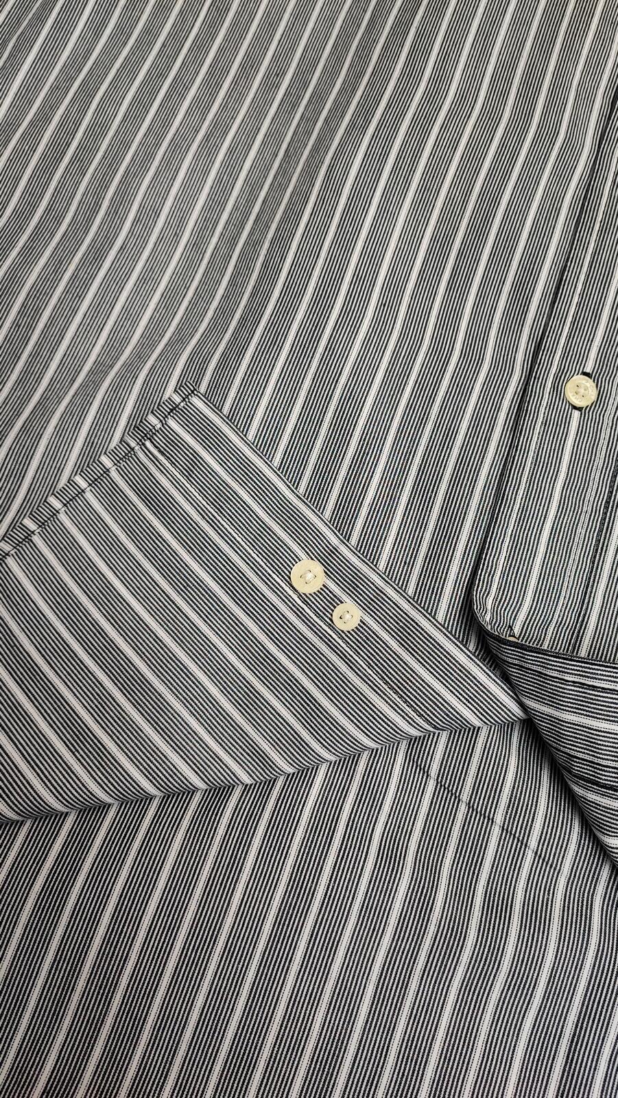 Vintage Chaps Striped Long Sleeve Shirt Grey Navy Men's Size XXL Big & Tall
