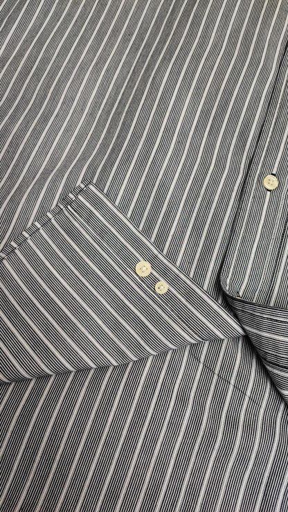 Vintage Chaps Striped Long Sleeve Shirt Grey Navy Men's Size XXL Big & Tall
