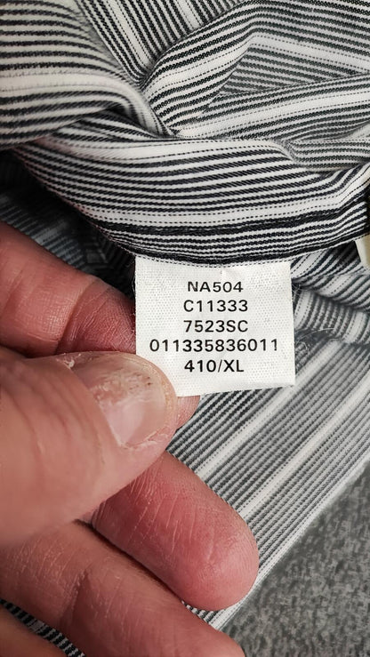 Vintage Chaps Striped Long Sleeve Shirt Grey Navy Men's Size XXL Big & Tall