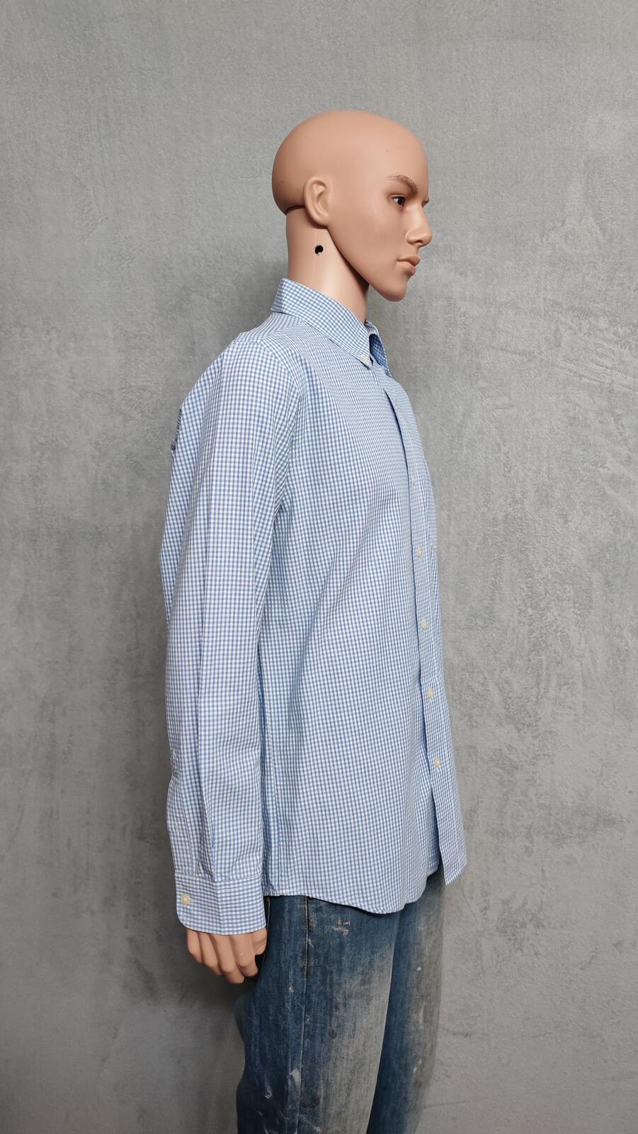 Vintage Chaps Ralph Lauren Checked Long Sleeve Shirt Blue White Men's Size Large