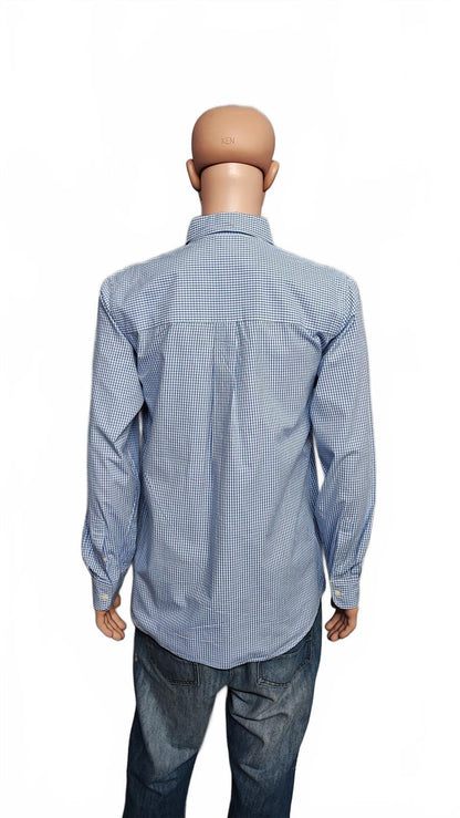 Vintage Chaps Ralph Lauren Checked Long Sleeve Shirt Blue White Men's Size Large
