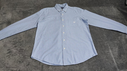 Vintage Chaps Ralph Lauren Checked Long Sleeve Shirt Blue White Men's Size Large
