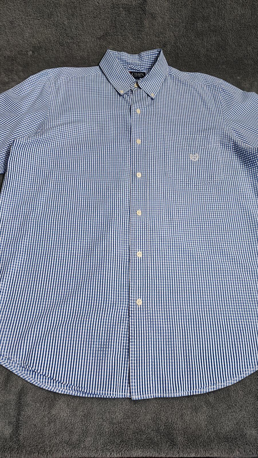 Vintage Chaps Ralph Lauren Checked Long Sleeve Shirt Blue White Men's Size Large