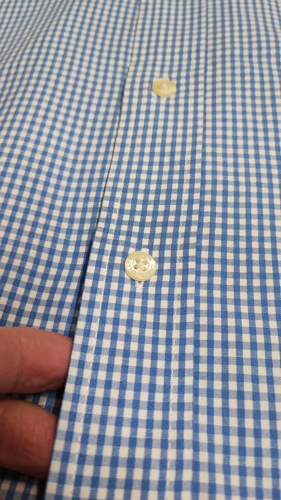Vintage Chaps Ralph Lauren Checked Long Sleeve Shirt Blue White Men's Size Large