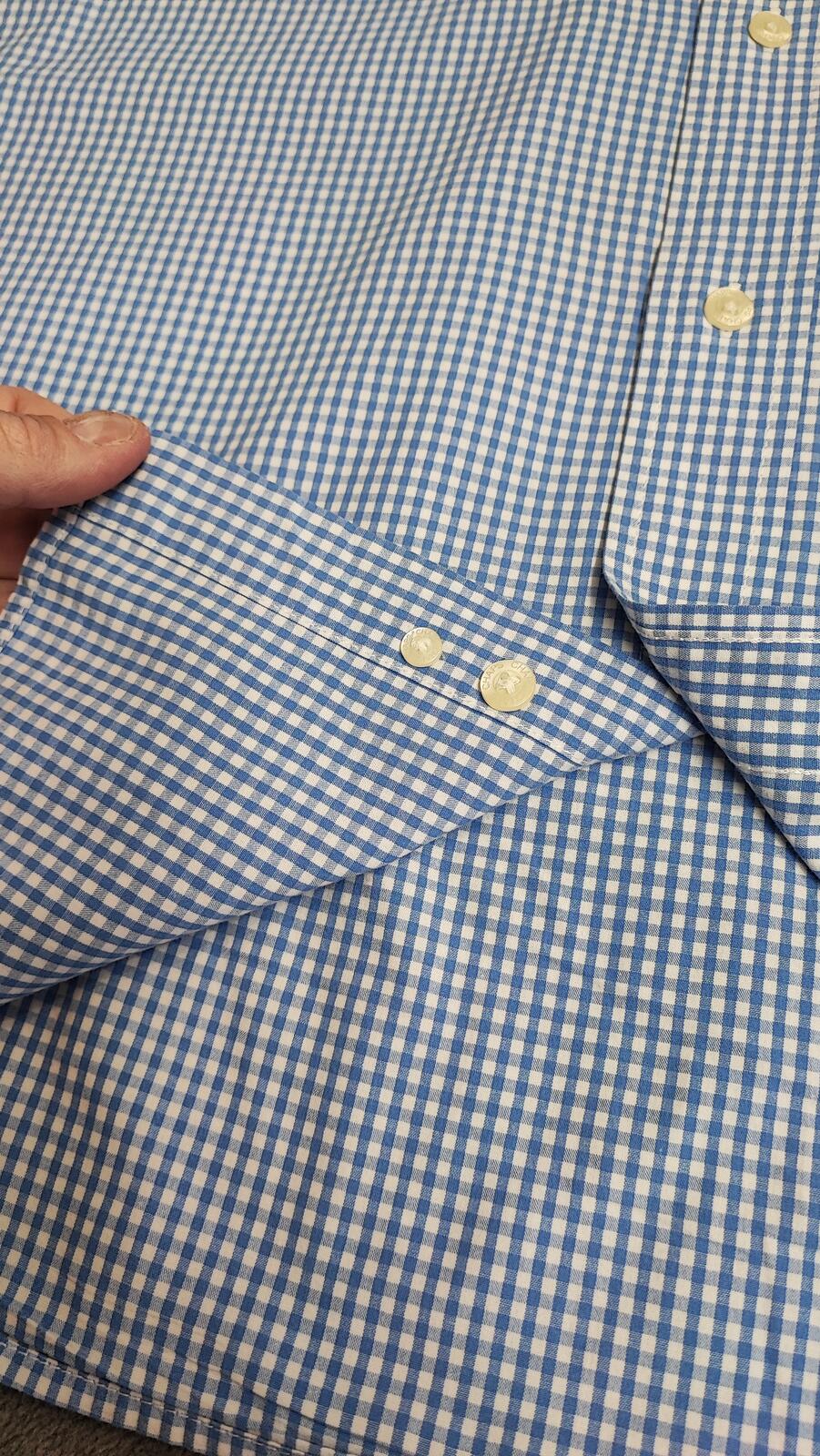 Vintage Chaps Ralph Lauren Checked Long Sleeve Shirt Blue White Men's Size Large