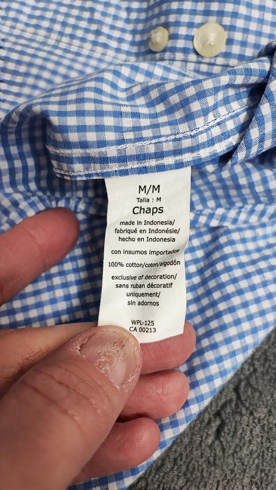 Vintage Chaps Ralph Lauren Checked Long Sleeve Shirt Blue White Men's Size Large
