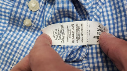 Vintage Chaps Ralph Lauren Checked Long Sleeve Shirt Blue White Men's Size Large