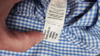 Vintage Chaps Ralph Lauren Checked Long Sleeve Shirt Blue White Men's Size Large