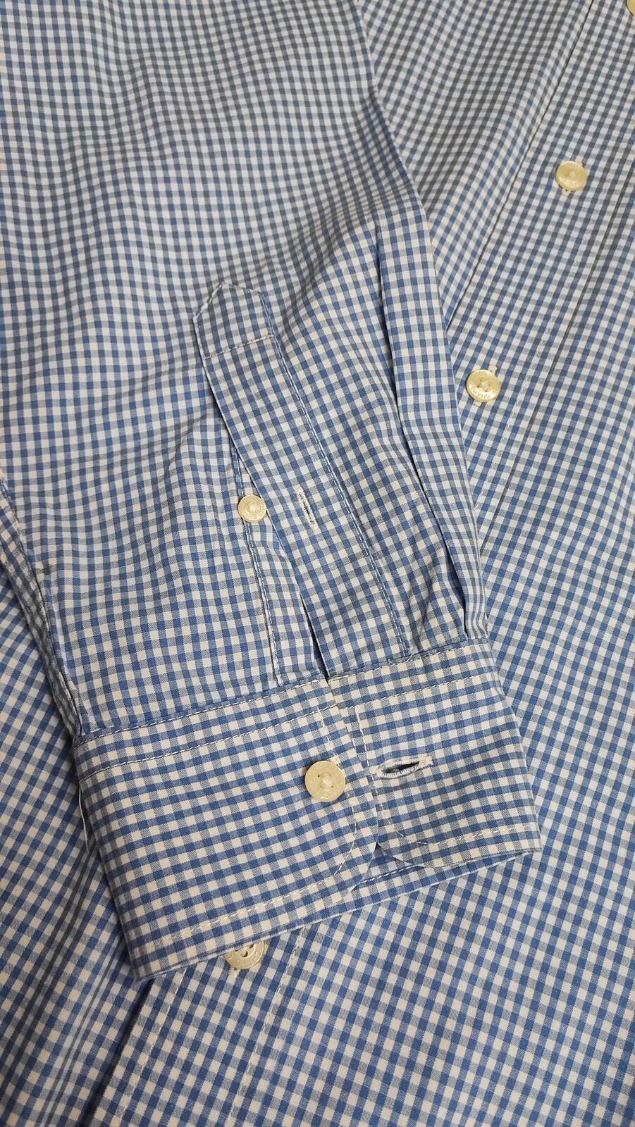Vintage Chaps Ralph Lauren Checked Long Sleeve Shirt Blue White Men's Size Large