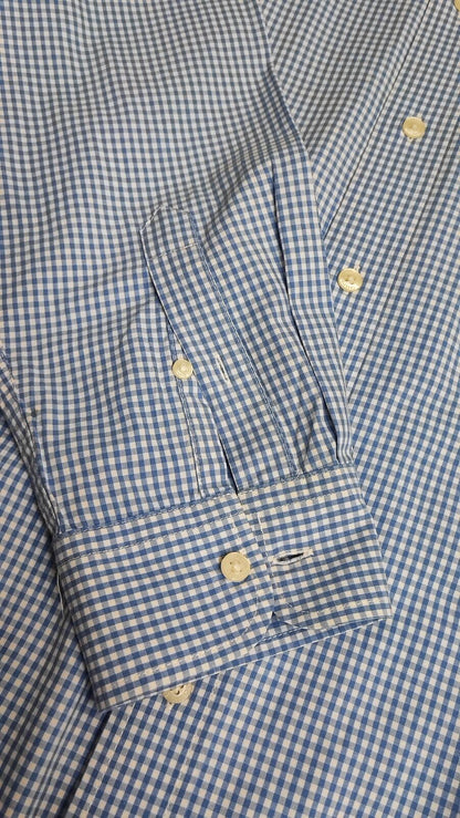 Vintage Chaps Ralph Lauren Checked Long Sleeve Shirt Blue White Men's Size Large