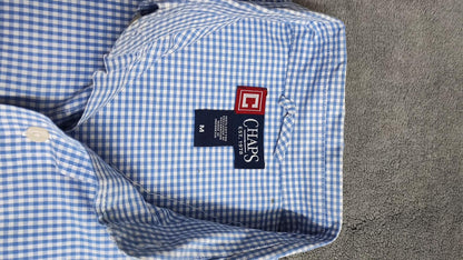 Vintage Chaps Ralph Lauren Checked Long Sleeve Shirt Blue White Men's Size Large