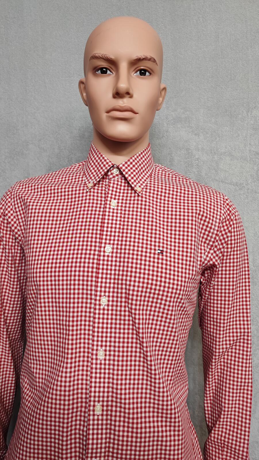 Vintage Tommy Hilfiger Checked Long Sleeve Plaid Casual Shirt Red Men's Medium