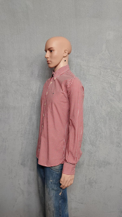 Vintage Tommy Hilfiger Checked Long Sleeve Plaid Casual Shirt Red Men's Medium
