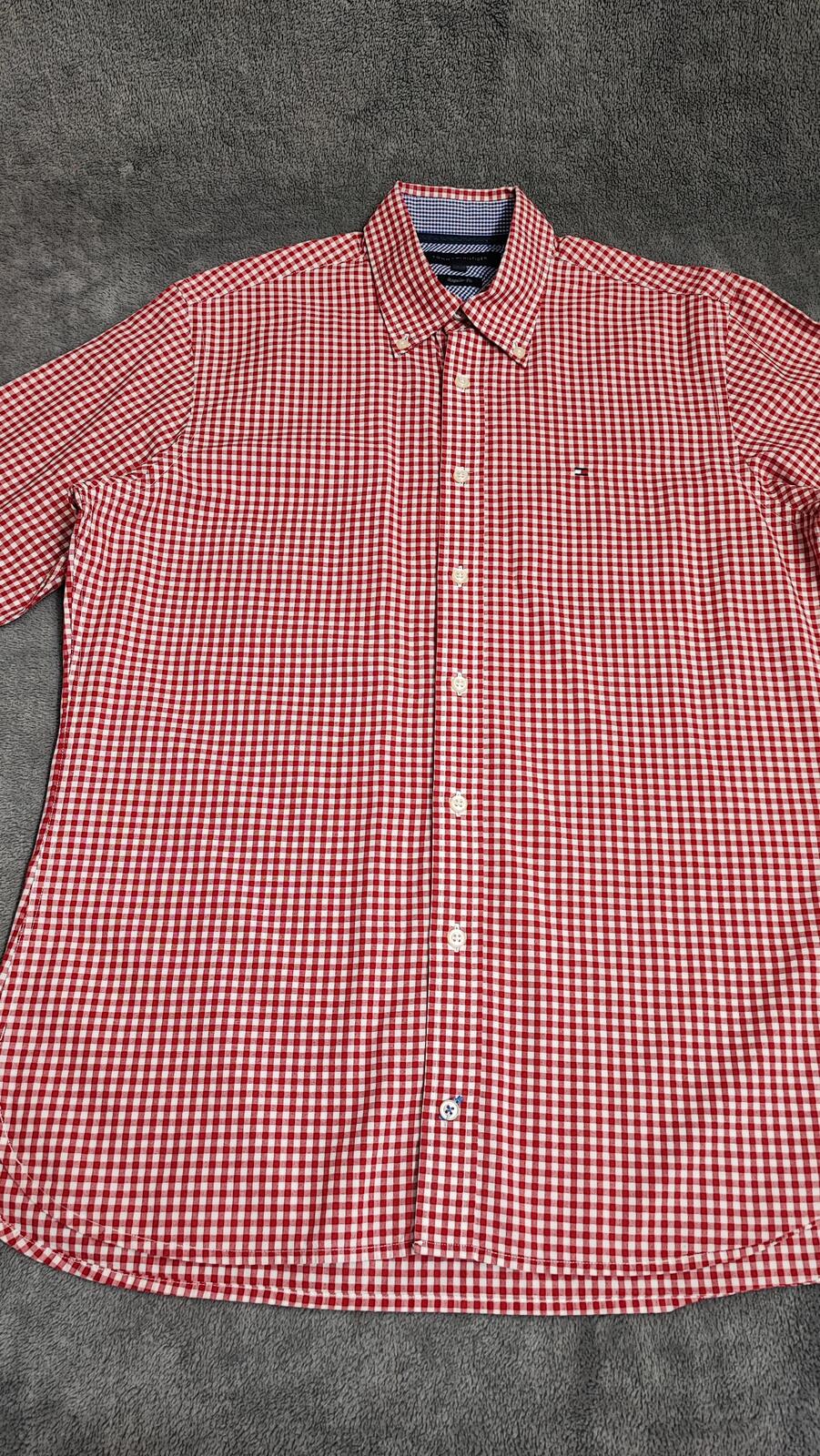 Vintage Tommy Hilfiger Checked Long Sleeve Plaid Casual Shirt Red Men's Medium