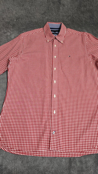 Vintage Tommy Hilfiger Checked Long Sleeve Plaid Casual Shirt Red Men's Medium