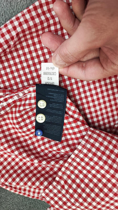 Vintage Tommy Hilfiger Checked Long Sleeve Plaid Casual Shirt Red Men's Medium