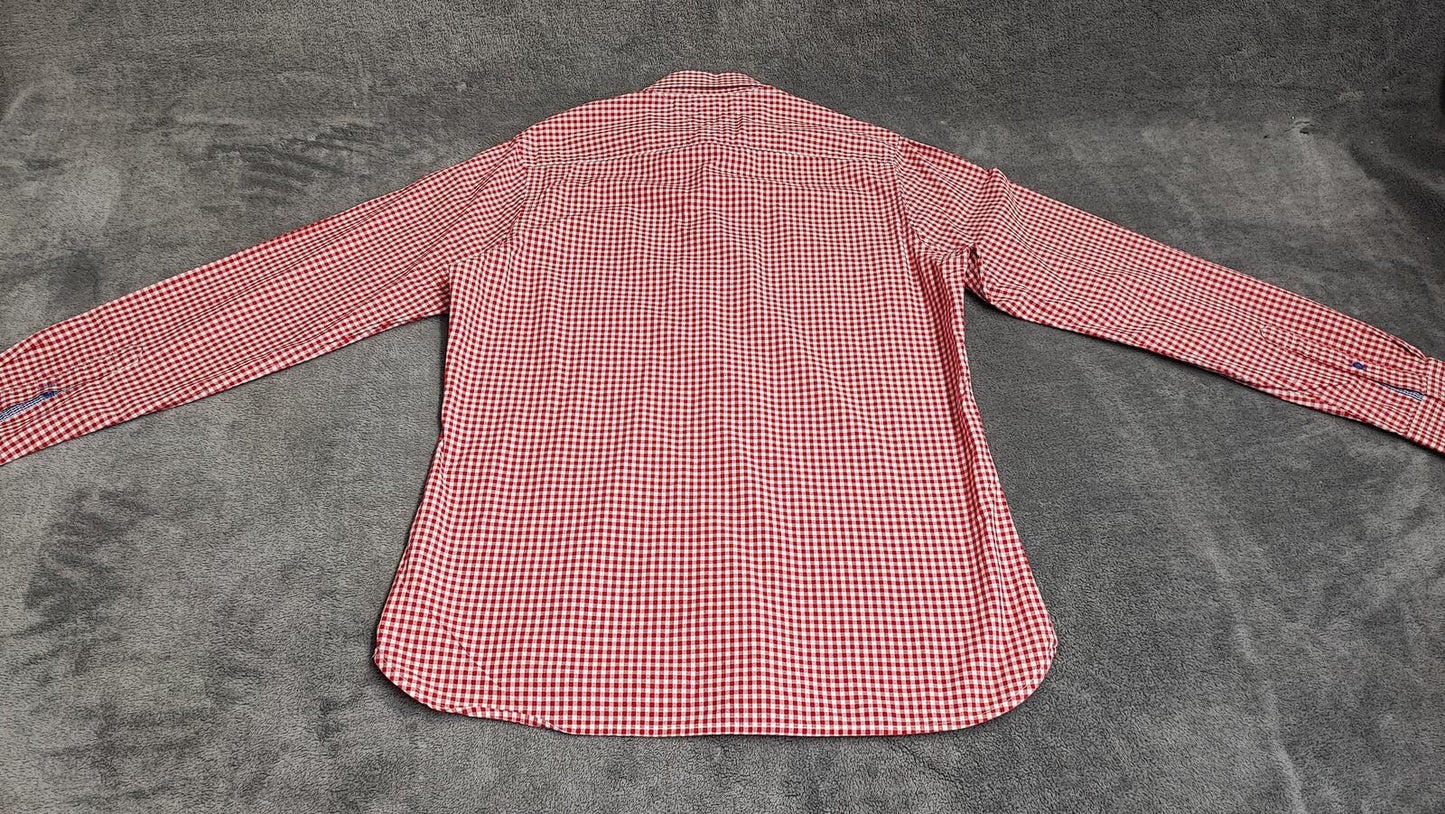 Vintage Tommy Hilfiger Checked Long Sleeve Plaid Casual Shirt Red Men's Medium
