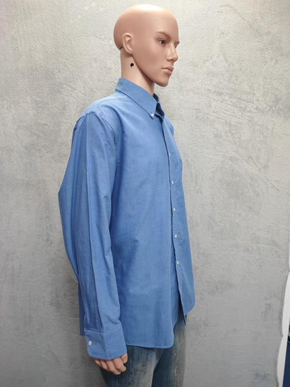 Vintage Chaps Blue Oxford Shirt XXL Long Sleeve Cotton Preppy Retro Y2K Dad Shirt
