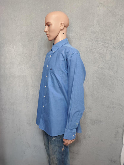 Vintage Chaps Blue Oxford Shirt XXL Long Sleeve Cotton Preppy Retro Y2K Dad Shirt