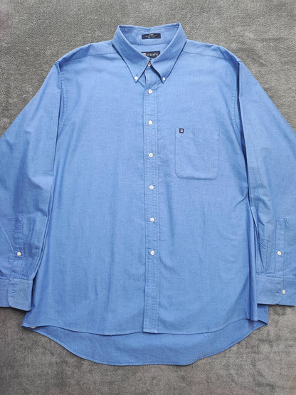 Vintage Chaps Blue Oxford Shirt XXL Long Sleeve Cotton Preppy Retro Y2K Dad Shirt