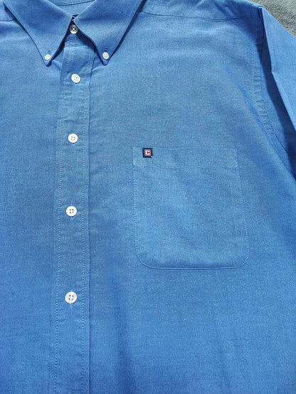 Vintage Chaps Blue Oxford Shirt XXL Long Sleeve Cotton Preppy Retro Y2K Dad Shirt
